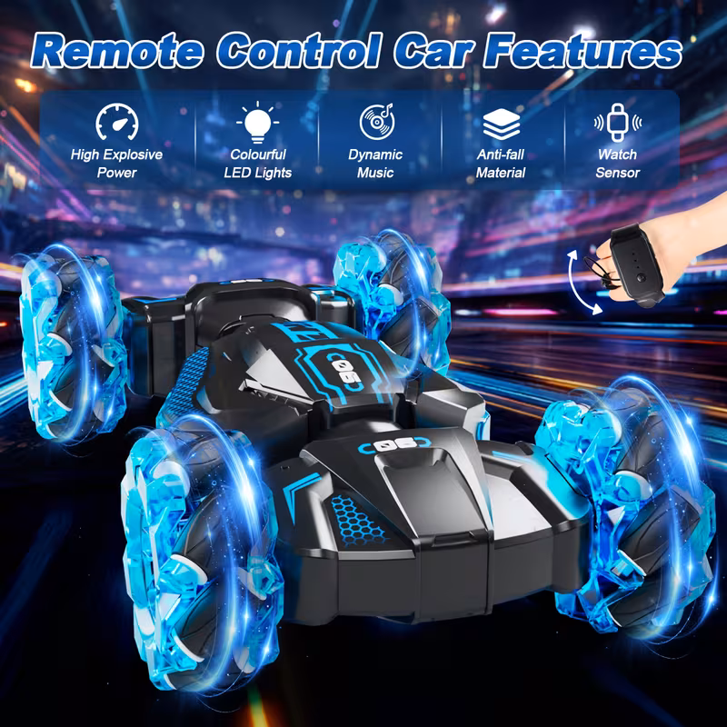 Gesture-controlled remote-controlled stunt car toy - Image 2