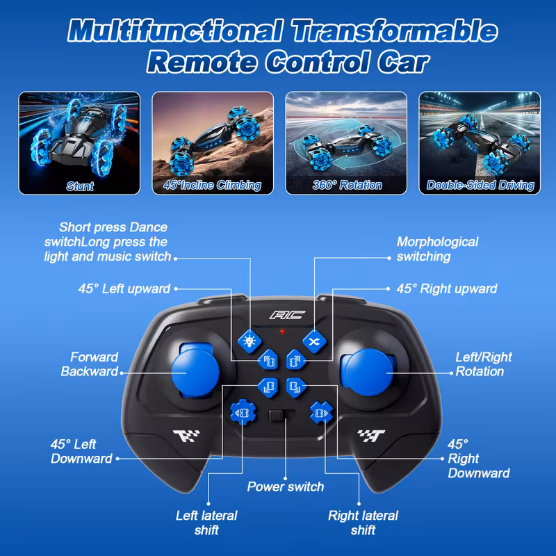 Gesture-controlled remote-controlled stunt car toy - Image 4